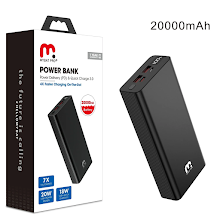 Mybat Pro Power Bank 20000mAh Dual Port (USB-C 20W + USB-A 18W) Black