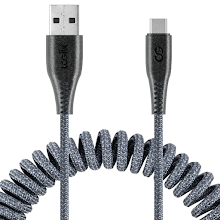 [LGX-13583] LOGiiX Piston Connect Coil Braided Cable USB-A to USB-C (1.8m) - Grey