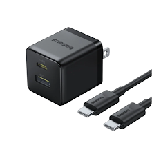 Baseus Palm Fast Charger C+U 20W US Cluster Black (with Baseus Mini White Cable USB-C to USB-C 60W (20V/3A) 1m Cluster Black)