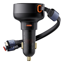Baseus Car Charger Retractable dual Output Type-c & Lightning 60W 