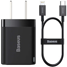 [BAS-CCSP030001] Baseus Super Si Quick Charger 1C 20W W/Cable 1m Type-C to iP  (Black)