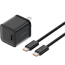 Baseus GaN5S Fast Charger 1C 20W US Cluster Black + Cable Type-C to Type-C 100W 1m 