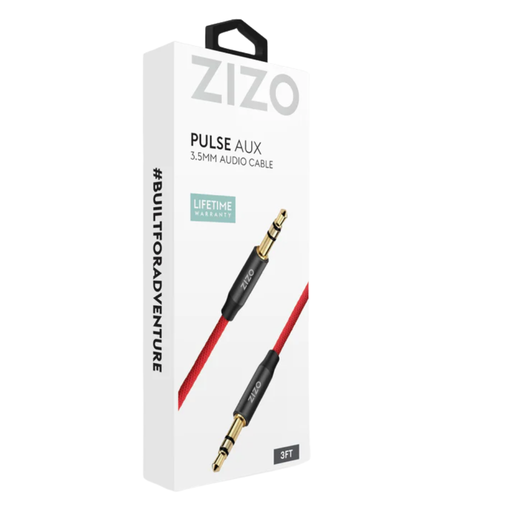 [AUX-35MM-BKRD] ZIZO Pulse Aux 3.5mm Audio Cable (5 ft.) - Black & Red