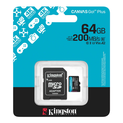[SDCG4/64GB] Kingston 64GB microSDXC Canvas Go Plus 200MB/s A2 U3 V30